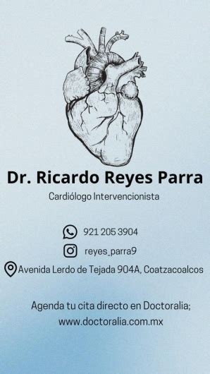 Dr Ricardo Reyes Parra Cardiólogo Internista Coatzacoalcos Agenda