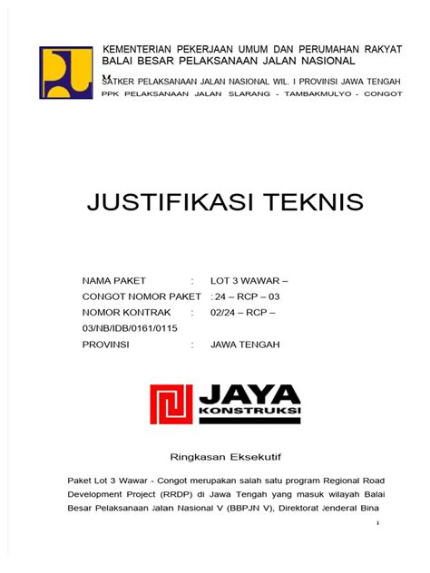 Justifikasi Teknis Direktorat Jenderal Bina Marga Pdf