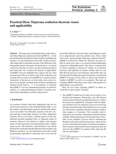 Pdf Practical Dirac Majorana Confusion Theorem Issues And Applicability