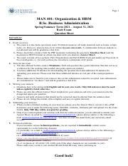 Man Question Sheet Resit Pdf Page Man Organization