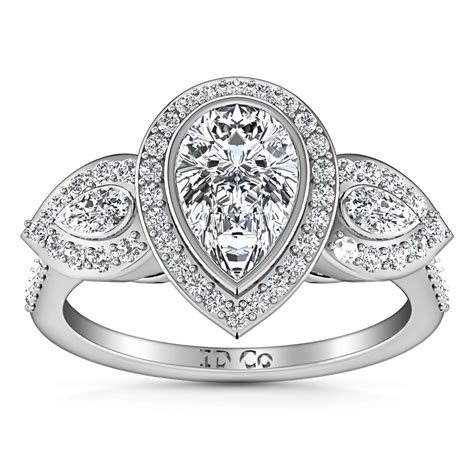 Three Stone Engagement Ring Vanessa 14k White Gold Frostnyc