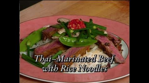 Thai Marinated Beef With Rice Noodles And Crab Spring Rolls Featuring