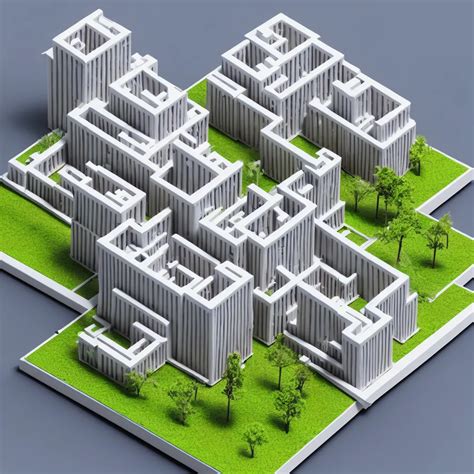 Architectural Model Isometric View 3 D Render Stable Diffusion