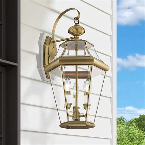 Georgetown 3 Light Antique Brass Outdoor Wall Lantern 989d9 Lamps Plus