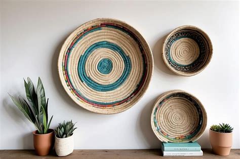 Premium Photo Boho Woven Basket Wall Art