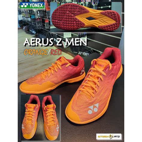 Yonex Aerus Z Men Badminton Shoes Orangered And Bluegray Shopee Malaysia