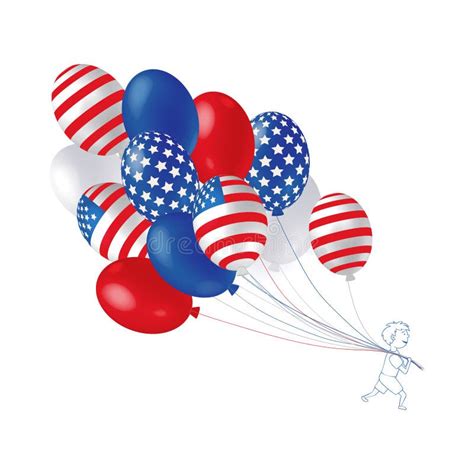 Boy With Balloons Independence Day Banner With Balloons With American