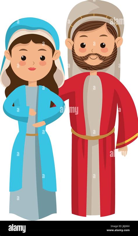 Cute Cartoon Couple Virgin Mary And Joseph Stock Vector Image Art Alamy