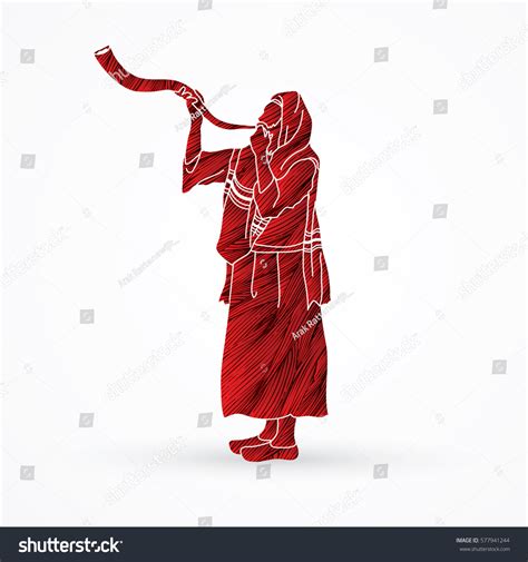 Shofar Blowing Kudu Shofar Blower Design Stock Vector Royalty Free