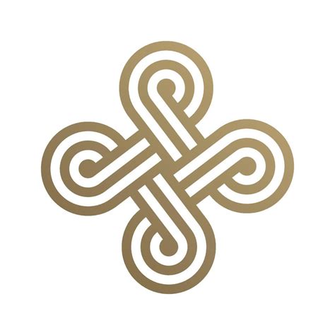 Golden Celtic Cross Endless Knot Decorative Element Line Icon Design