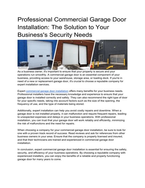 Commercial Garage Door Installation