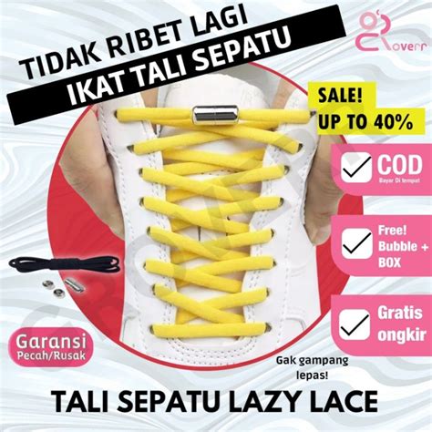 Tali Sepatu Elastis Karet Pipih Praktis Tanpa Ikat Model Lock Tube