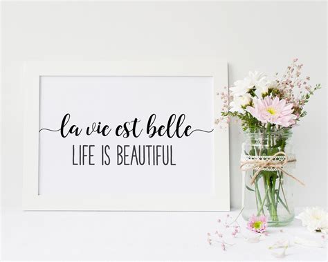 French Printable Affiche Citation French Quote La Vie Est