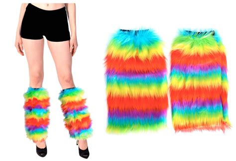 Rainbow Furry Leg Warmers