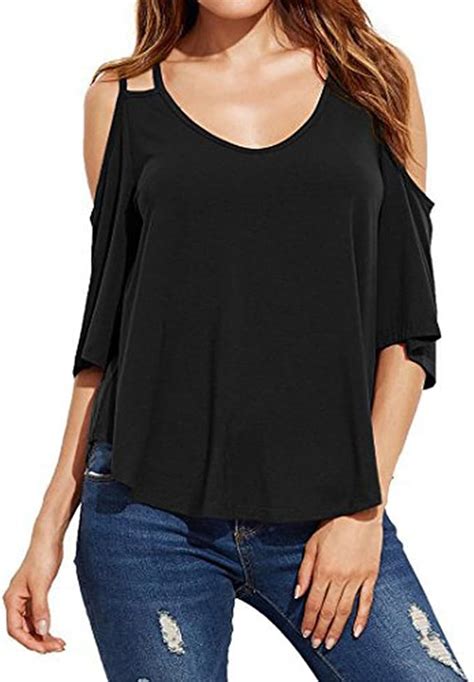 T Shirt Damen Sommer Frauen Off Shoulder Bluse Teenager M Dchen V