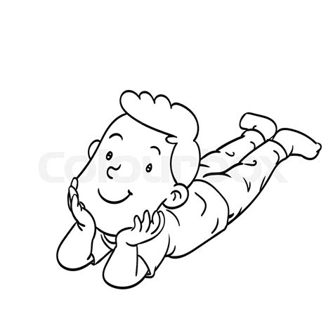 Hand Drawn Of A Laying Boy Vector Illustration Stock Vector Colourbox