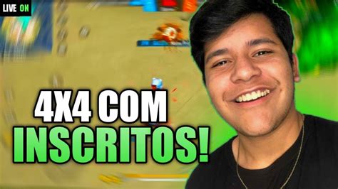 FREE FIRE AO VIVO FF AO VIVO 4X4 INSCRITOS JOGANDO