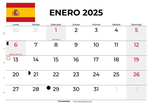 Calendario Enero Espa A Para Imprimir