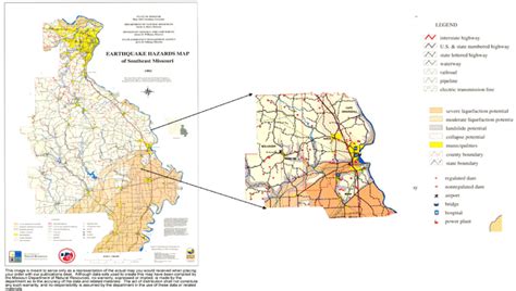 Earthquake Hazards Map of Southeast Missouri (Marcus 1993) with an ...