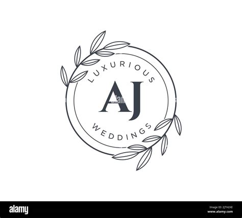 Aj Initials Letter Wedding Monogram Logos Template Hand Drawn Modern