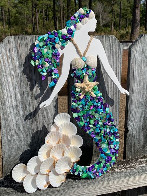 Seashell Mermaid Wall Decor Mermaid Wall Art Etsy