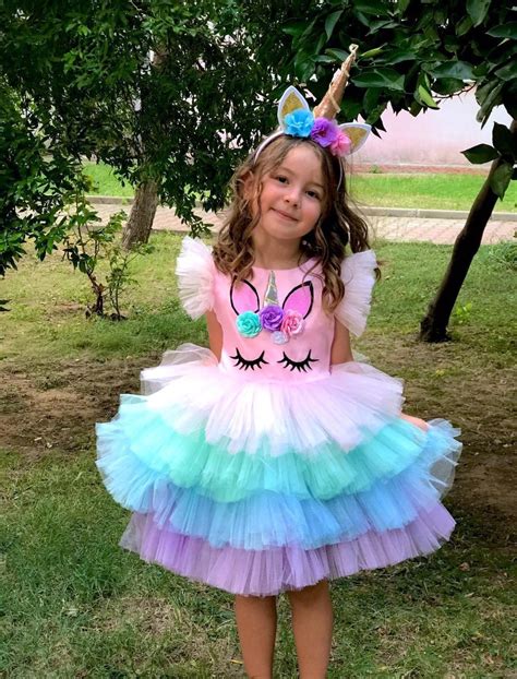 Unicorn Dress For Girls Rainbow Unicorn Girls Costume Etsy