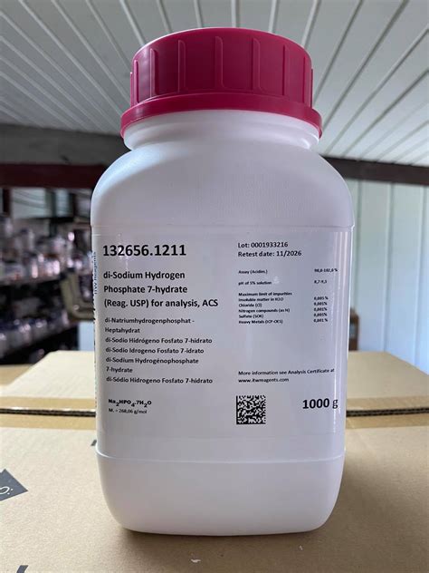 di Sodium hydrogen phosphate heptahydrate 98 AR grade 1 กโลกรม ขวด