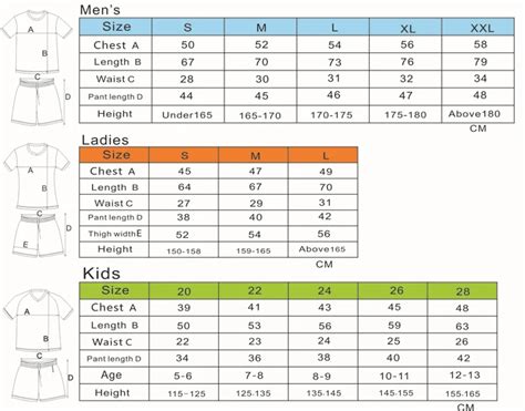 Youth Soccer Jersey Size Chart