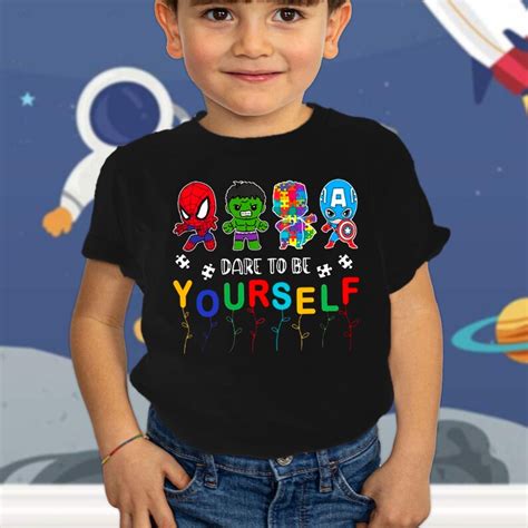 Autism Superheroes Kid Shirt Dare To Be Yourself Shirt Puzzle Piece