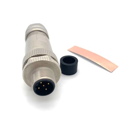 Ip67 Circular Metal Connector M12 5 Pin B Code Field Wireable Male Straight Round Plug Connector