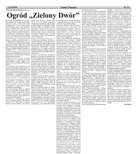 Ogr D Zielony Dw R Polski Zwi Zek Dzia Kowc W Rodzinny Ogr D