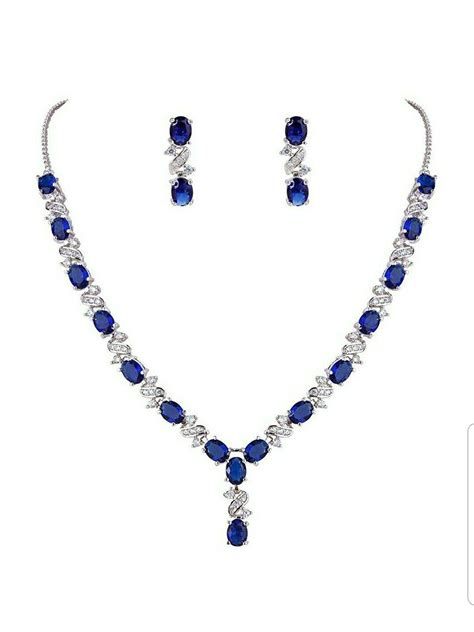 Blue Sapphire Necklace And Earring Set Online