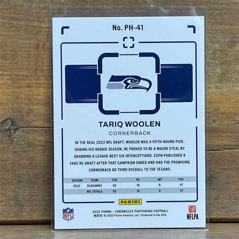 Panini Chronicles Photogenic Football Ph Tariq Woolen Rc Rookie