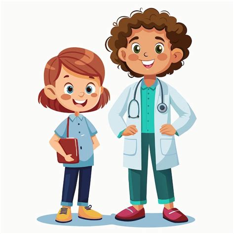 Premium Vector Cartoon Female Pediatrician Colleague Medical Staff Vector