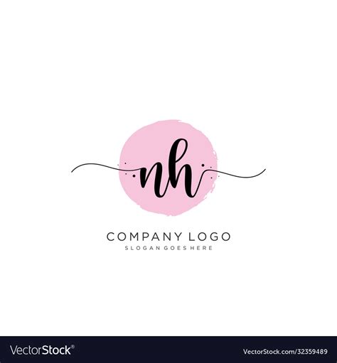 Nh Initial Handwriting Logo Design Royalty Free Vector Image