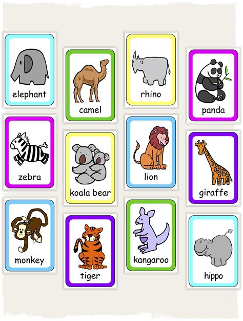 Wild Animals Flashcards — Working Walls