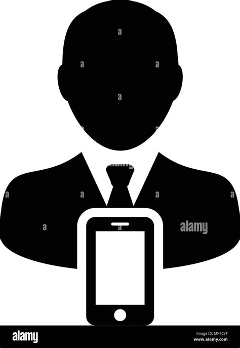 Mobile User Icon Vector Male Person Profile Avatar With Smartphone