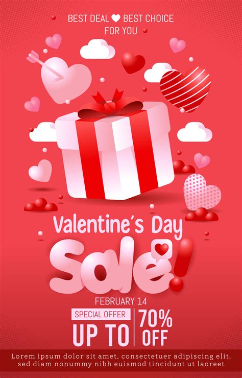 Valentine Day Sale Poster Vector Art At Vecteezy