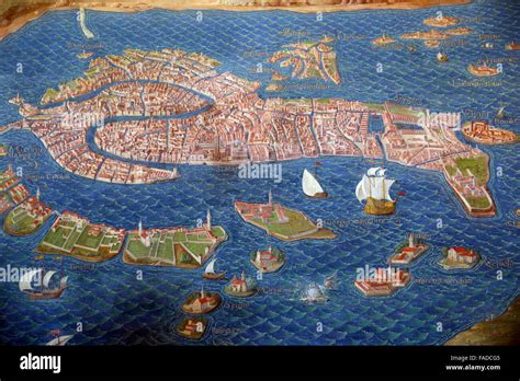 Map Of Venice In The Gallery Of Maps In The Vatican Museum Stock Photo