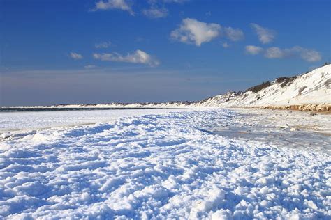 Frozen Cape Cod Bay Beach In Winter Photograph By John Burk