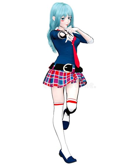 3d Japanese Anime Schoolgirl Stock Illustration Illustration Of