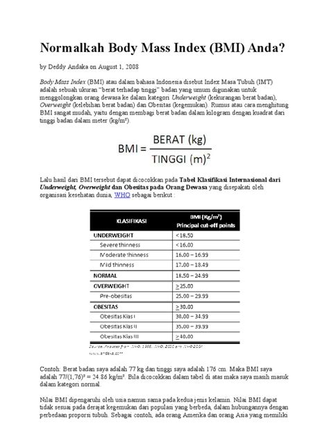 Rumus Body Mass Index Pdf