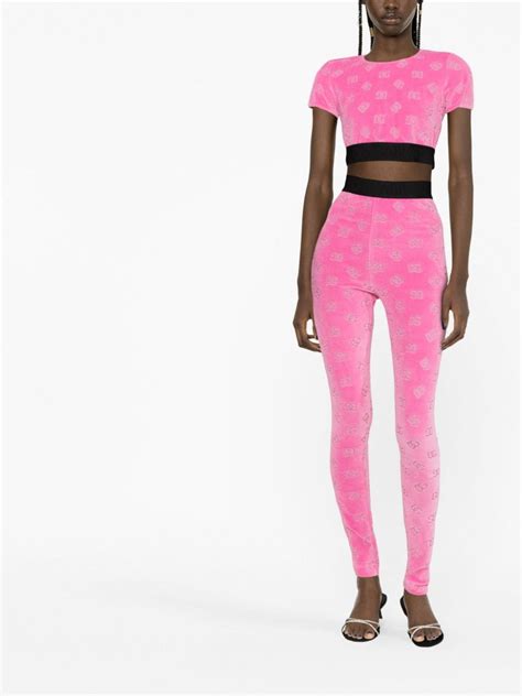 Dolce And Gabbana Cropped Logo Jacquard Top Pink Farfetch