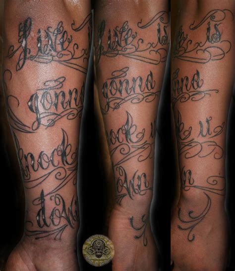 Chicano Script Arm Sleeve Tat By 2face Tattoo On Deviantart