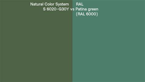 Natural Color System S 6020 G30y Vs Ral Patina Green Ral 6000 Side By