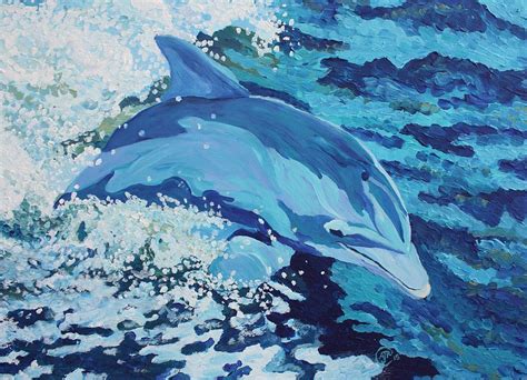 Jumping Dolphin Painting by Amber Ruehe - Pixels