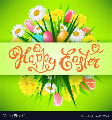 Happy Easter Poster Royalty Free Vector Image Vectorstock