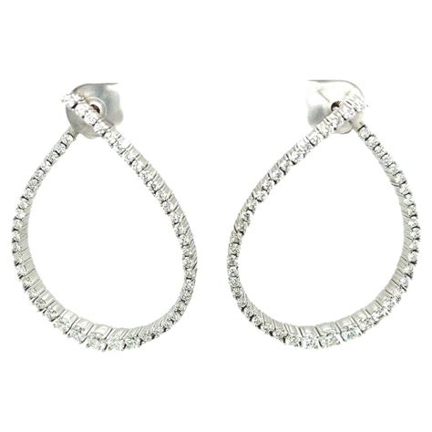 Diamond Hoop Earrings Set With 11 Diamonds In Each Earring In 18ct White Gold For Sale At 1stdibs