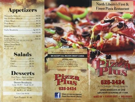 Pizza Plus North Liberty menu in North Liberty, Iowa, USA