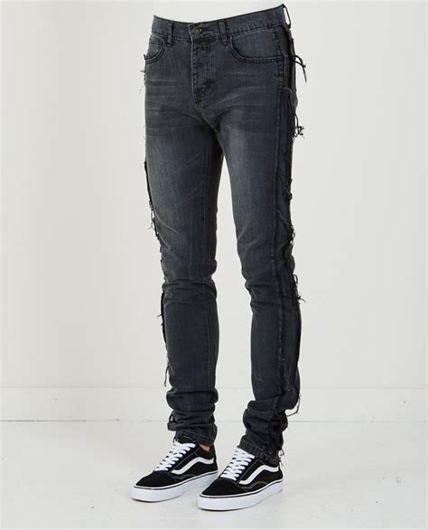 Mens Ev Bravado Raw Edge Denim Jean Black Stonewash Garmentory